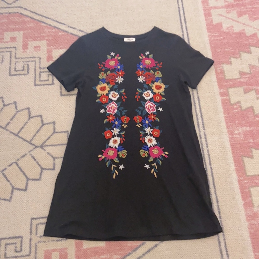 Umgee black floral embroidered dress